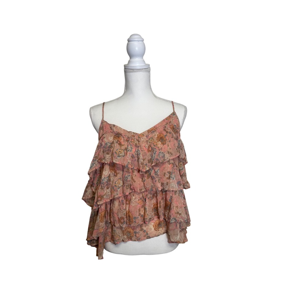 Lucky Brand Women's XXL Pink‎ Flowy Floral Spaghetti Strap Layered Tank Top